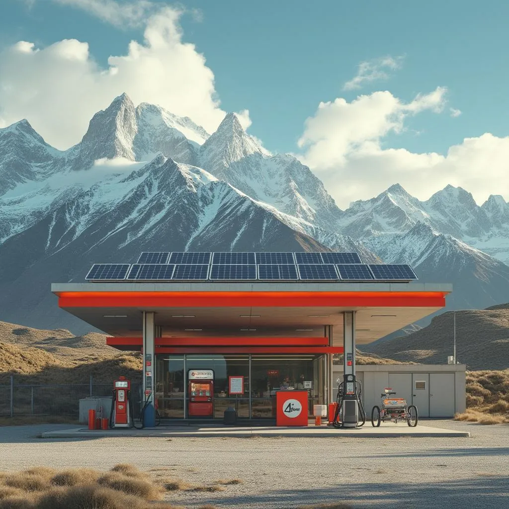 Estación en la Patagonia con energía renovable