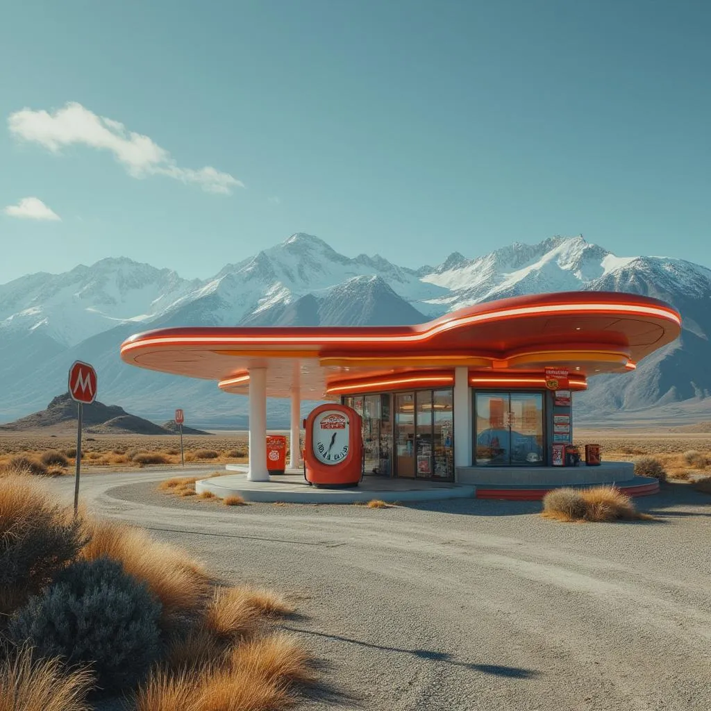 Estación de servicio en la Patagonia argentina